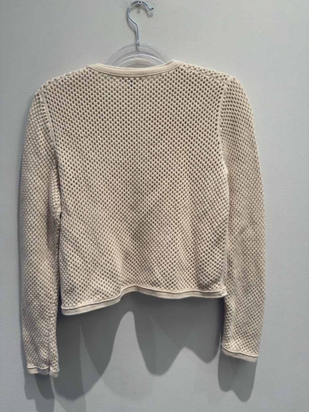 J. Crew - Open Pointelle-Stiched Cardigan Warm Sesame Cream Size Small Women’s - Picture 7 of 12